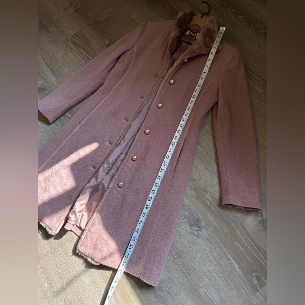 Vintage ARK Wool-Blend Women's Soft Pink Trench Coat-size M - Picture 8 of 11